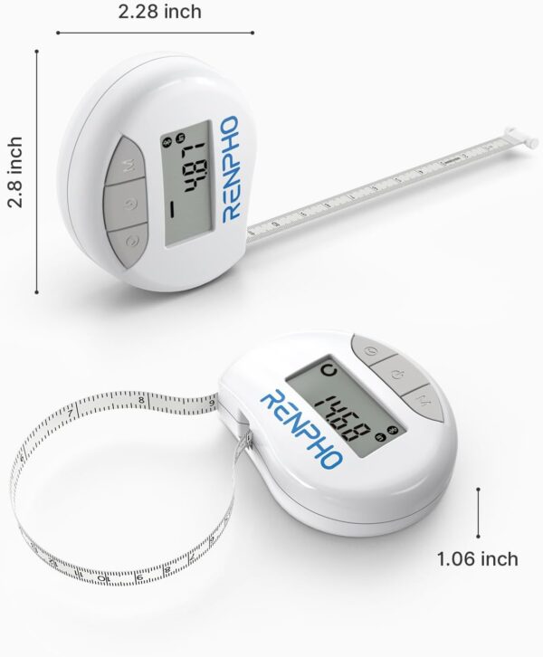 RENPHO Body Measuring Tape, Smart Tape Measure for Weight Loss, Bluetooth Fitness Equipment with App, Measuring Waist, Hip, Bust, Arms, Muscle Gain, Retractable, 60in /150cm, White - Image 9