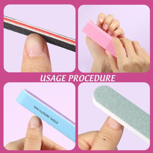 FANDAMEI Nail Files and Buffers, 20PCS Professional Manicure Tools Kit. Rectangular Buffer Block & 100/180 Grit Nail File, 7 Way Nail File & Nail Polishing Buffer. Nail Care Tool - Image 7