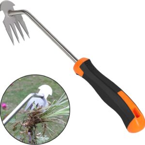 Weed Puller Tool,Portable Garden Weeder Tool,2024 New Manganese Steel Weeding Tools,For Hand Weeder Puller for Vegetable Gardening Backyard Farm Planting & Uprooting Weeding Tool (Rubber Handle)