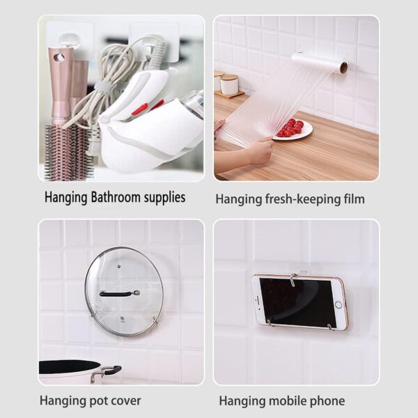 Adhesive Hooks Kitchen Wall Hooks - 24 Packs Heavy Duty 33lb(Max) Nail Free Transparent,Waterproof,Sticky Stainless Hangers for Keys,Bathroom, Shower, Outdoor, Kitchen,Door,Home Improvement,Utility - Image 5