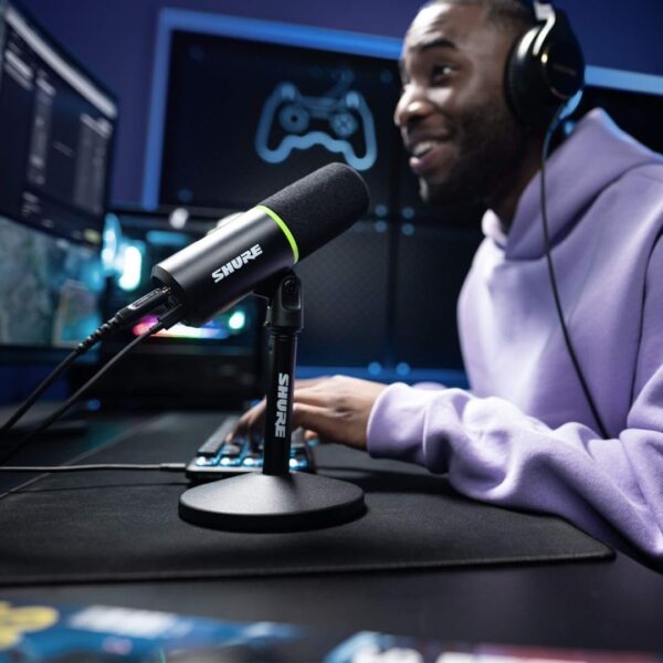 Shure MV6 Gaming Microphone, Dynamic USB PC Mic for Video Games & Streaming - Desktop Stand, Background Noise Cancellation, Tap-to-Mute & 3.5mm Output for Real-Time Headphone Monitoring - Image 2