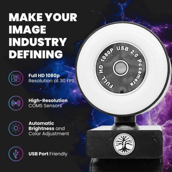 Live Streaming Kit- Perfect for Streaming Video Games on Twitch, YouTube, Podcasts and Working from Home. includes 1920x1080p Webcam, Professional USB Microphone, and One LED Multi-Color Light - Image 3