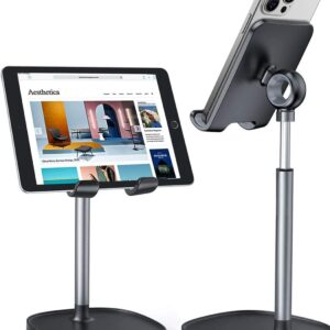 LISEN Cell Phone Stand Adjustable for iPhone Phone Holder for Desk, Office Desk Accessories Computer PC for iPhone Stand Gaming Essentials Fit Otterbox Case Phones Switch Kindle iPad Air Tablet 4-10in
