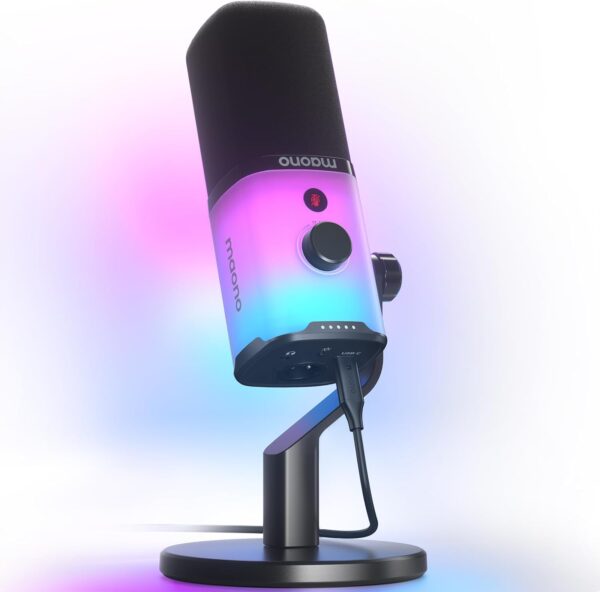 MAONO Dynamic Gaming Microphone: USB XLR Dynamic Computer Microphone with Software-RGB PC Mic for Gamer-Podcast Mic for Streaming Recording Studio YouTube Content Creation Online Chat PD100X RGB