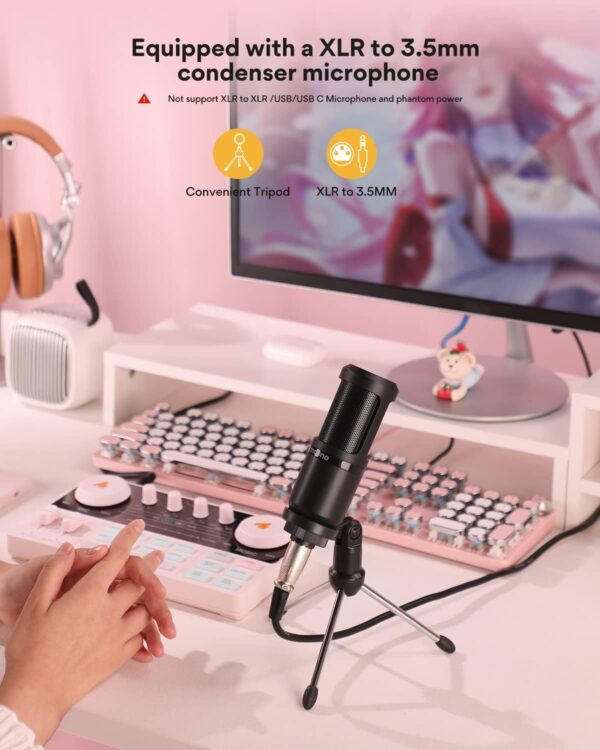 MAONO Podcast Equipment Bundle Audio mixer All-in-One Podcast Production Studio with 3.5mm Microphone for Live Streaming, Podcast Recording, PC, Smartphone, DJ MaonoCaster Lite (AU-AM200-S1) - Image 4