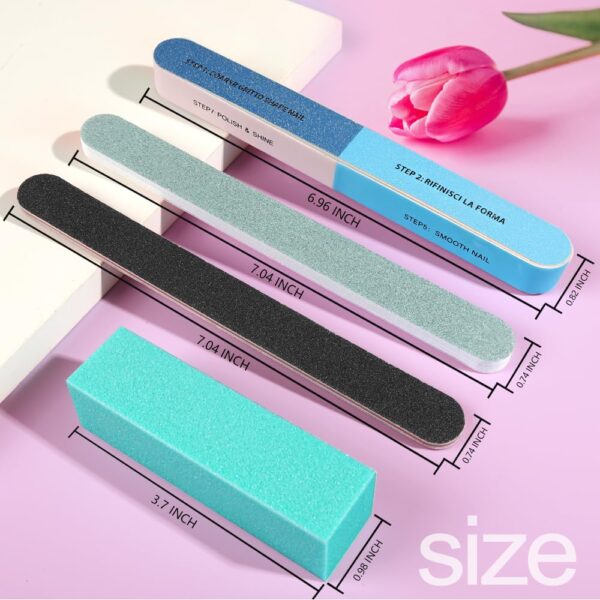 FANDAMEI Nail Files and Buffers, 20PCS Professional Manicure Tools Kit. Rectangular Buffer Block & 100/180 Grit Nail File, 7 Way Nail File & Nail Polishing Buffer. Nail Care Tool - Image 2