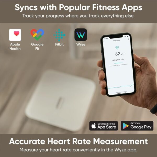 Wyze Smart Scale X - FSA/HSA Eligible - Digital Bathroom Scale for Body Weight, BMI, Body Fat, Muscle Mass, Heart Rate Monitor | ITO Glass & LED Backlight | Batteries Included, 400 lbs (White) - Image 5