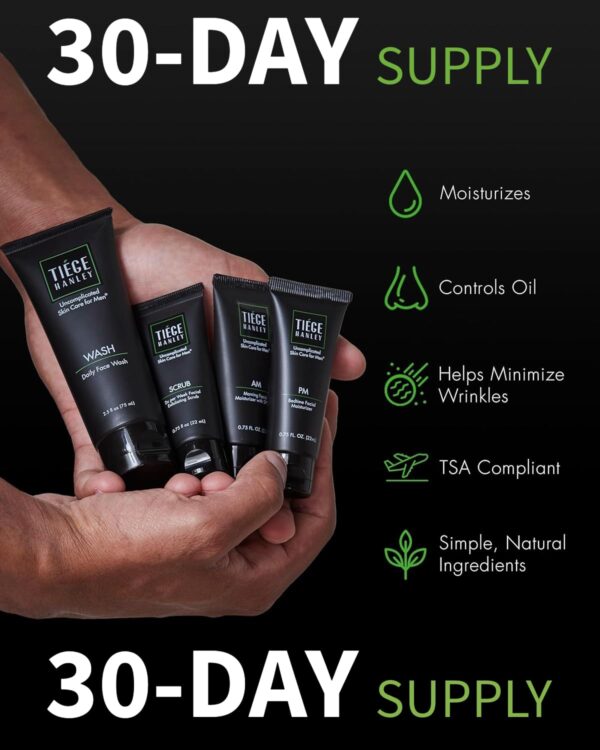 Tiege Hanley Men’s Skin Care Set, Essential Routine (System Level 1) – Face Wash, Scrub & Moisturizer for Healthier, Hydrated Skin | Daily Men’s Skin Care Kit for Sensitive skin & Dryness Protection - Image 2