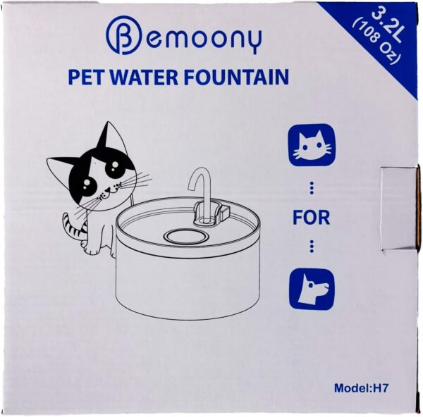 Cat Water Fountain: 108oz/3.2L Cat Fountain Super Silent Pet Drinking Dispenser - Water Fountains for Kitty Indoor - Quiet Pump and Faucet Design - Suitable for Cats and Dogs - BEMOONY - Image 10