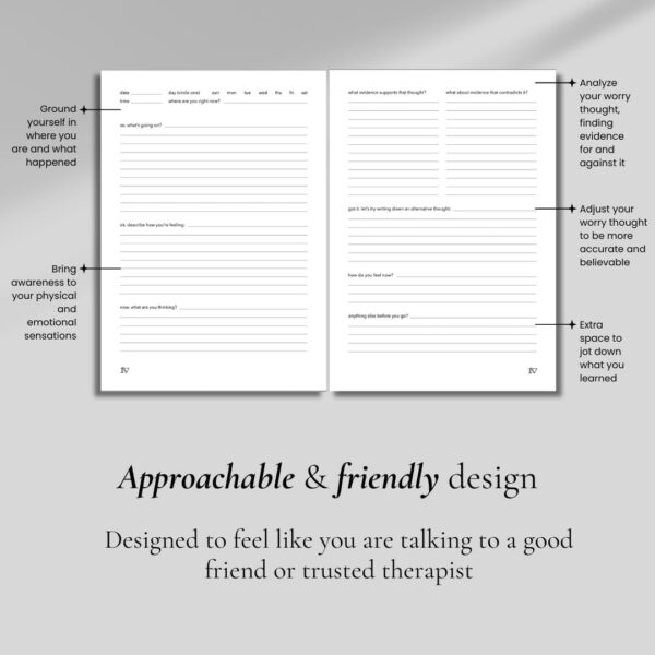 Worry for Nothing: Guided Anxiety Journal, Cognitive Behavioral Therapy Mental Health Journal, Anxiety Relief & Self Care, Journal for Men & Women, Mental Health Gifts - Image 4