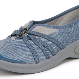 Bzees Women's Niche Slip-On Comfort Ballet Flat ,Washed Denim Fabric,6
