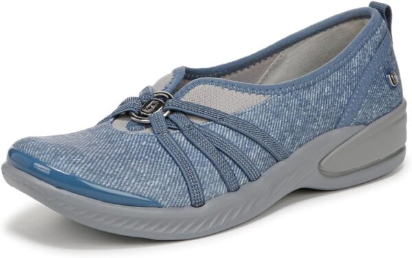 Bzees Women's Niche Slip-On Comfort Ballet Flat ,Washed Denim Fabric,6