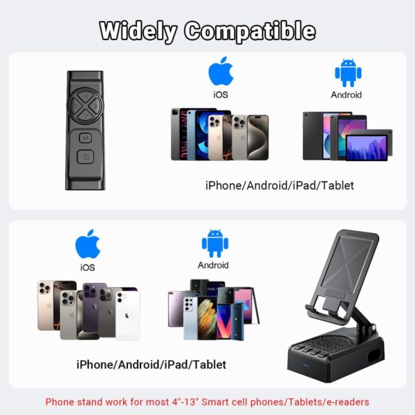 AIKELA Bluetooth Speaker with Video Scrolling Remote and Phone Stand, Phone Speaker Amplifier, Stereo Sound, Adjustable Holder, Gifts for Men Women Teens - Image 7