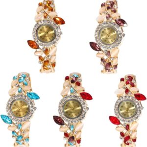 Weicam Women 5 Pack Luxury Watch Bracelet Diamond Flower Lady Retro Wholesale Wrist Watch Jewellery