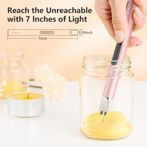 REIDEA Candle Lighter - Long USB Rechargeable Arc Windproof Flameless Lighter with Safety Switch for Home, Kitchen, BBQ, Camping, Stove - Image 2