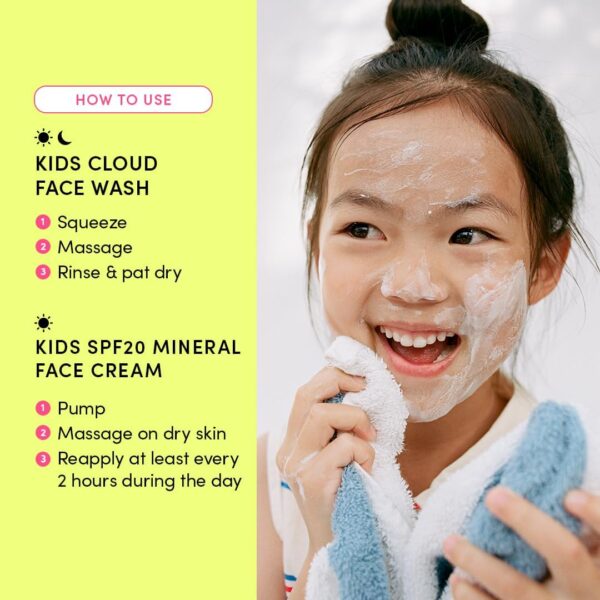 Happy Morning DUO Kids Spa Headband for Girls: Clean & Vegan Skin Care Bundle | Cloud Face Wash + SPF 20 Mineral Face Cream | Non-Toxic | Easy-to-Use Skincare - Image 3