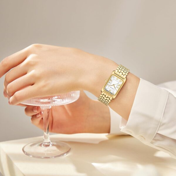 Watches for Women Vintage Bracelet Roman Dial Rectangular Case Gold Watch Waterproof with Tools - Image 6