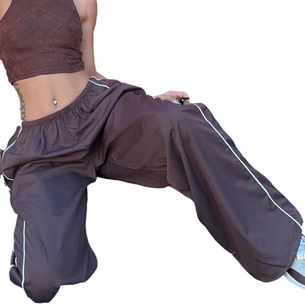 Womens Parachute Pants Wide Leg Baggy Pants Y2K Elastic Waist Jogger Sweatpants Track Pants Streetwear - Image 6