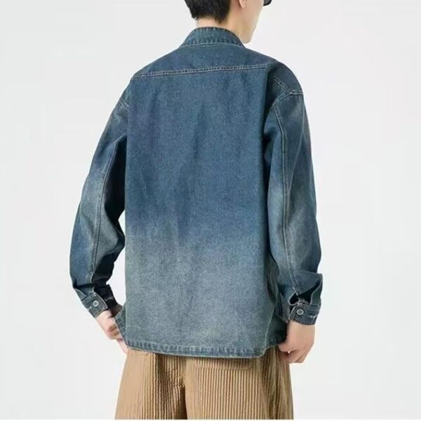 NCDUANSAN New Chinese style button up men's denim jacket, niche long sleeved jacket, casual and fashionable design hip-hop - Image 2
