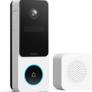 AOSU Doorbell Camera Wireless- Head-to-Toe View, Intelligent Package Detection, 2.4G WiFi Video Doorbell with Chime, Support Local Storage, Smart Human Detection, Works with Alexa and Google Assistant