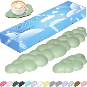 JIKIOU Upgrade Leather Cloud Keyboard Wrist Rest, Cloud Wrist Rest with Non-Slip PU Base, Comfortable Memory Foam Wrist Rest for Computer Laptop Mac Gaming Office and Pain Relief Christmas Wish Gift