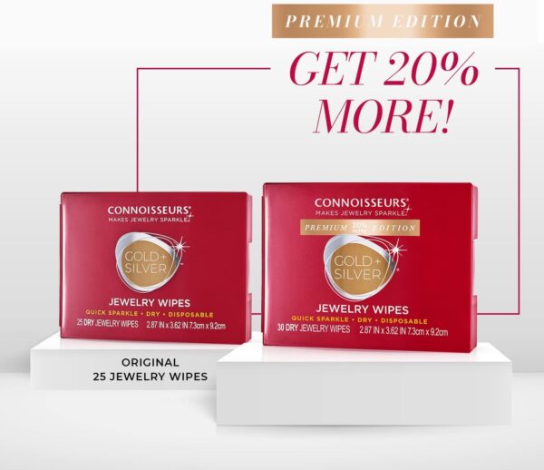 CONNOISSEURS Premium Edition Compact Jewelry Wipes No Rinse Gold and Silver Jewelry Cleaner, Polish and Remove Tarnish to Restore Brilliance, Dry Disposable Wipes, Diamond Dazzle Stik - Image 4