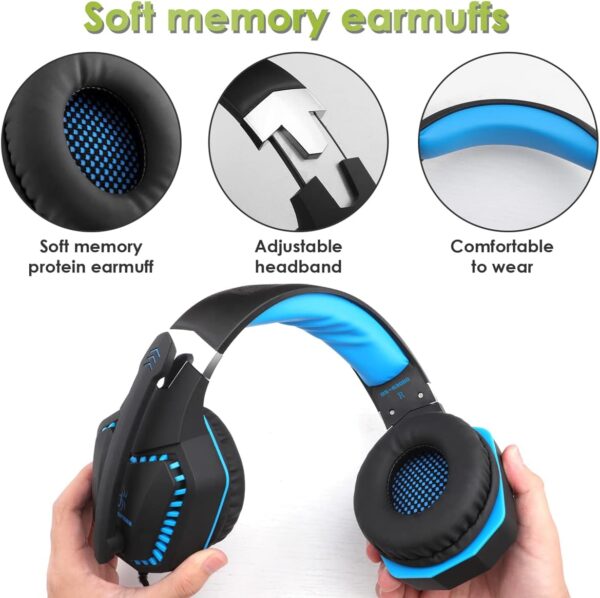 sktome Gaming Voice Changer Headset with Mic, Cool LED Light Over-Ear Headphones with Volume Control, Noise Reduction Voice Changer Gaming Headset for PS4/PS5/Xbox One/PC/Phone/Laptops(Blue) - Image 5