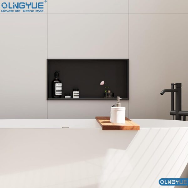 Shower Niche Stainless Steel: No Tile Needed - 24"x12" Recessed Wall Niche Shelf for Bathroom Kitchen Toilet Living Room Storage - Matte Black - Image 9