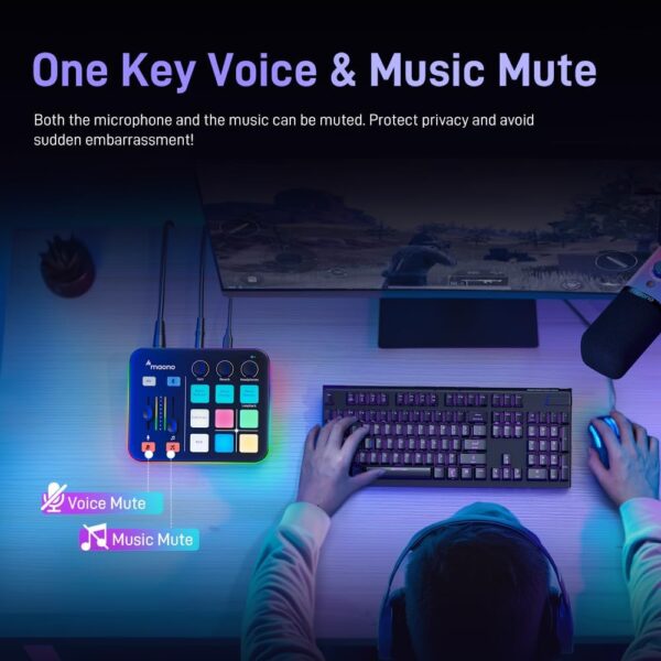 MAONO Gaming Audio Mixer, Audio Interface with Pro-preamp, RGB, Bluetooth, 48V Phantom Power for Live Streaming, Podcasting, Content Create, Gaming MaonoCaster G1 NEO (Not for USB Mic) - Image 5