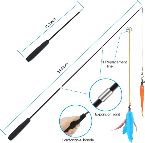ZPH Cat Toys Interactive for Indoor Cats,2PCS Retractable Cat Wand,9PCS Teaser Toys&1PCS Hanging Door Lure Kitten Toy,Interactive Feather Toy for Teaser Play and Chase Exercise with Kitten - Image 5
