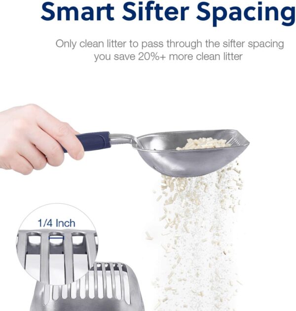 WePet Cat Litter Scoop, Aluminum Alloy Sifter, Kitty Metal Scooper, Deep Shovel, Long Handle, Poop Sifting, Kitten Pooper Lifter, Durable, Heavy Duty, for Litter Box - Image 4