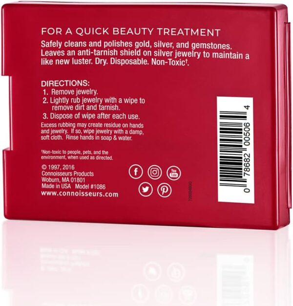 CONNOISSEURS Premium Edition Compact Jewelry Wipes No Rinse Gold and Silver Jewelry Cleaner, Polish and Remove Tarnish to Restore Brilliance, Dry Disposable Wipes, Diamond Dazzle Stik - Image 8
