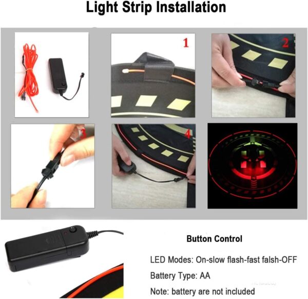 Drones Landing Pad with Night Vision LED Light, Universal Waterproof Portable Fast-Foldable Landing Mat for DJI Flip/Neo/Mini 4k/Mini 4 Pro/Mini 3/Air 2S/Mavic 3 Pro/FPV Avata (70cm/27.6inch) - Image 8