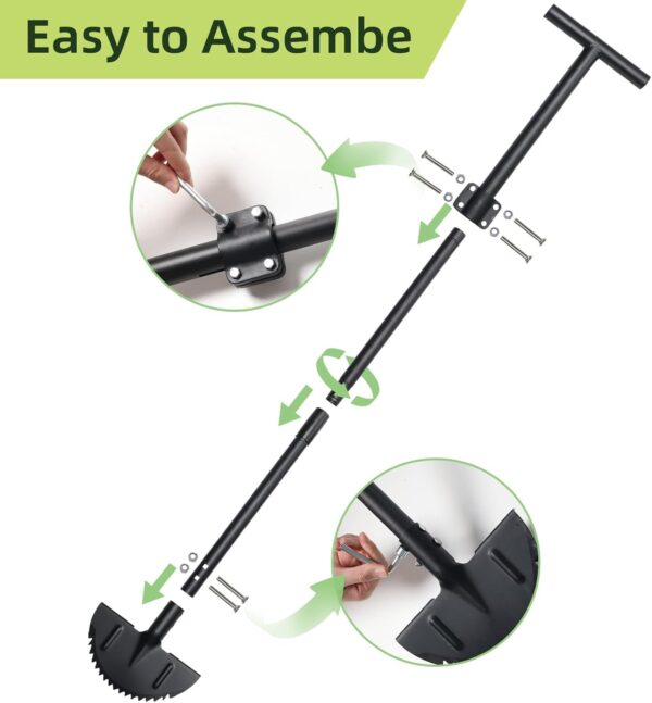 Half Moon Edger Lawn Tool - Heavy Duty Saw Tooth Manual Edgers with Sharp Blade & Wide Footplate, 38"-49" Adjustable T-Grip Handle for Landscaping, Sidewalks, Yard,Grass,Flower Bed & Garden Edging - Image 7