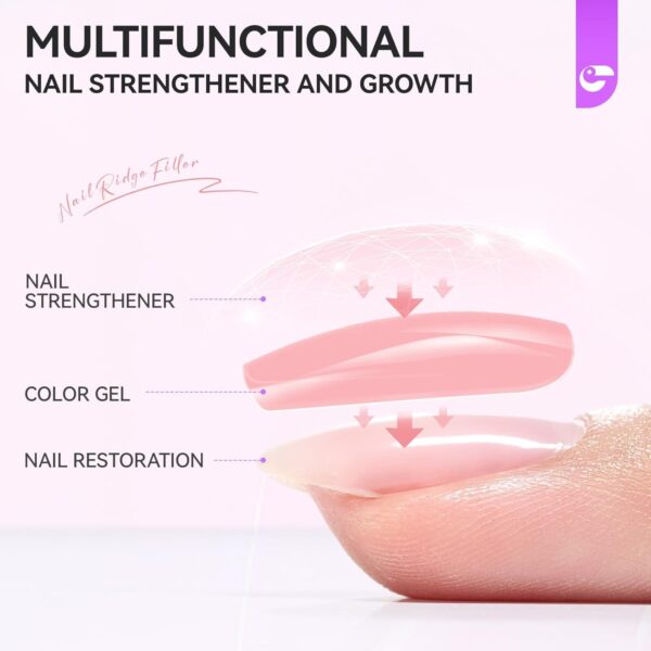 Nail Strengthener Protein for Damaged Nails: Pink 6 in 1 Natural Nail Hardener Extra Strong and Growth - Long Lasting Repair for Damaged Nails - Growth Oil for Salon Home Daily Work - Image 7