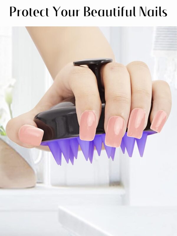 HEETA Scalp Massager Hair Growth, Soft Silicone Scalp Scrubber Shampoo Brush for Exfoliation, Dandruff Removal Head Massage Stress Relax, Wet & Dry Use for Thick Thin Curly Hair Care, Black - Image 4