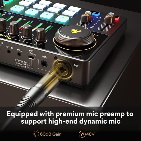 MAONO Podcast Equipment Bundle with Audio Interface and XLR Condenser Microphone, MaonoCaster with 48V Phantom Power, Bluetooth for Podcast, Streaming, Voice Over, Youtube, PC, Guitar (AME2A) - Image 2