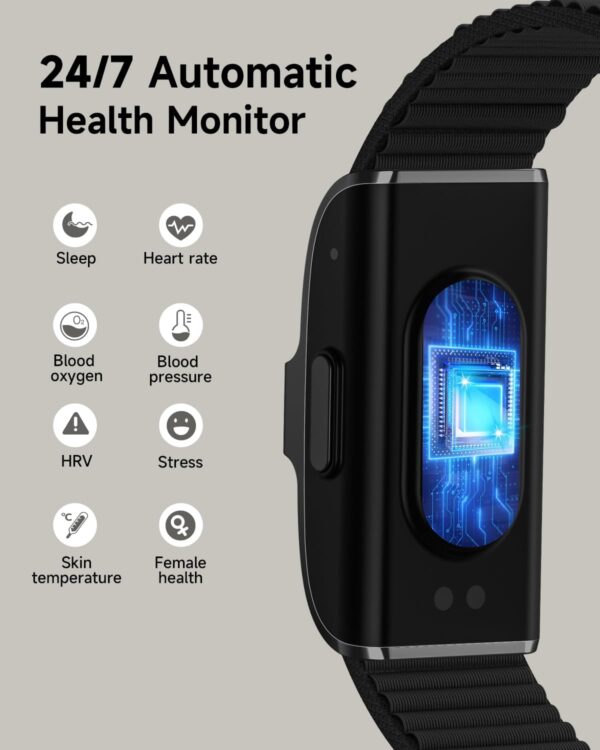 Health Fitness Tracker, Wearable Activity Step Tracker for Men Women, Continuous Sleep/ Heart Rate/ SpO2/ Stress/ Blood Pressure Monitor, IP68 Multiple Sports Modes Watch, Free App for Android iPhone - Image 3