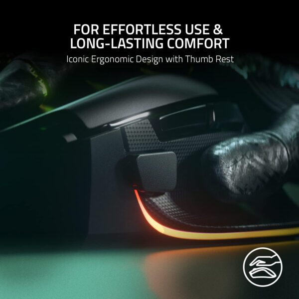 Razer Basilisk V3 Customizable Ergonomic Gaming Mouse: Fastest Gaming Mouse Switch - Chroma RGB Lighting - 26K DPI Optical Sensor - 11 Programmable Buttons - HyperScroll Tilt Wheel - Classic Black - Image 5