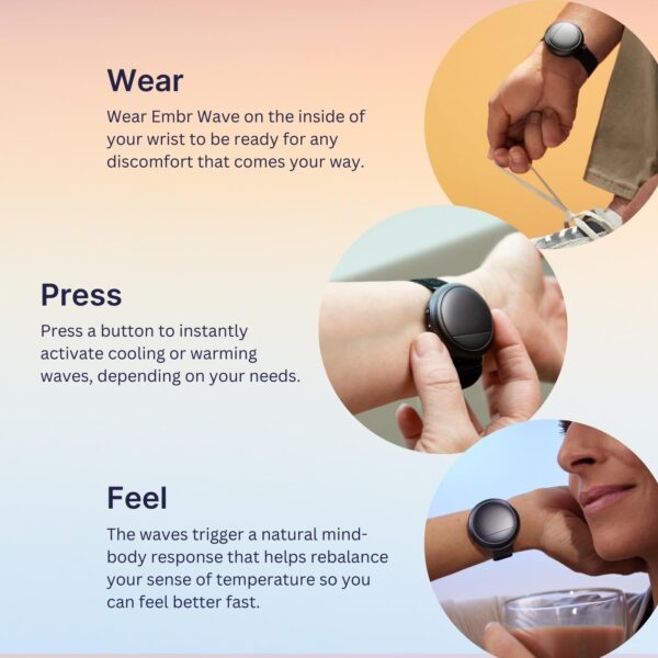 Embr Wave Cooling Bracelet - Warming Bracelet - Personalized Thermal Relief - Manage Hot Flashes, Night Sweats, Sleep, Tension - FSA HSA Eligible - Clinically Proven - Rechargeable - Black - Image 5