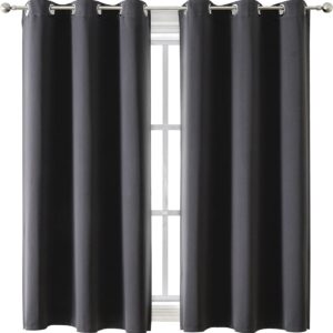 ChrisDowa Grommet Blackout Curtains for Bedroom and Living Room - 2 Panels Set Thermal Insulated Room Darkening Curtains (Dark Grey, 42 x 63 Inch)