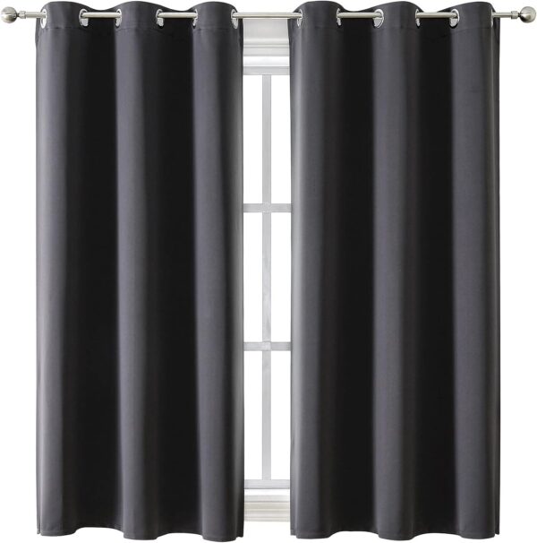 ChrisDowa Grommet Blackout Curtains for Bedroom and Living Room - 2 Panels Set Thermal Insulated Room Darkening Curtains (Dark Grey, 42 x 63 Inch)