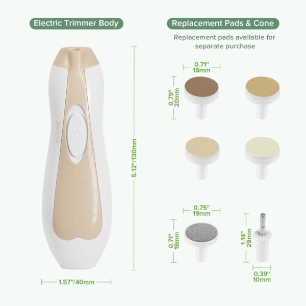 haakaa Baby Nail Care Electric Baby Nail File Kit with LED Light, Baby Nail Clippers for Newborn/Infants/Adults Toenails and Fingernails, 6 Replacement Heads & Storage Case, Acorn - Image 8