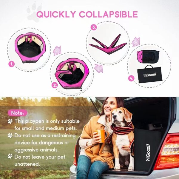 Pet Cat Playpen for Indoor Cats Enclosed, Portable Foldable Dog Playpen Outdoor Tent Crate Cage with Zipper Top Cover Door for Kitten Puppy Outside Rv Car Camper (Small Size, Pink) - Image 6