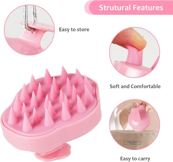 Soft Silicone Hair Scalp Massager Shampoo Brush for Wet Dry Oily Curly Straight Thick Thin Rough Long Short Natural Men Women Kids Pets Hair Care Tools（Pink - Image 2