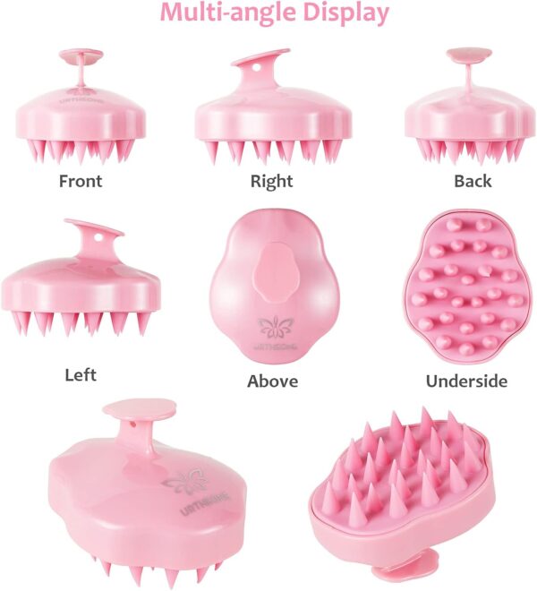 Soft Silicone Hair Scalp Massager Shampoo Brush for Wet Dry Oily Curly Straight Thick Thin Rough Long Short Natural Men Women Kids Pets Hair Care Tools（Pink - Image 5