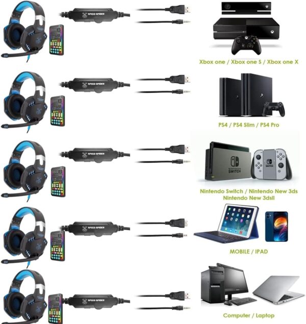 sktome Gaming Voice Changer Headset with Mic, Cool LED Light Over-Ear Headphones with Volume Control, Noise Reduction Voice Changer Gaming Headset for PS4/PS5/Xbox One/PC/Phone/Laptops(Blue) - Image 6