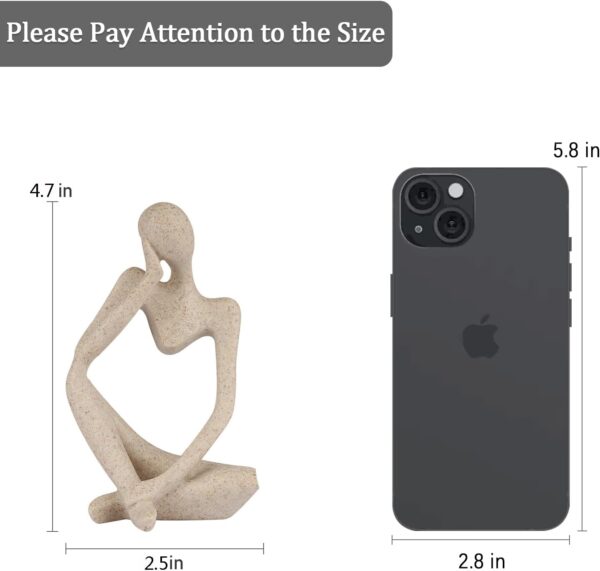 Sandstone Resin Thinker Style Abstract Sculpture Statue Collectible Figurines Home Office Bookshelf Desktop Decor(Small Sandstone,Left) - Image 2