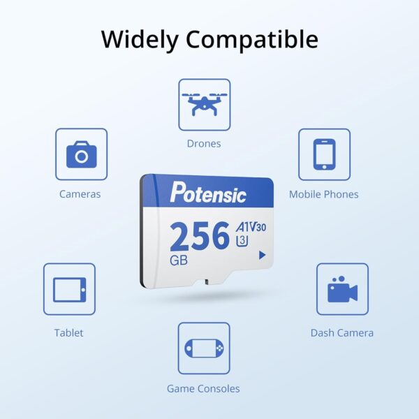 Potensic 256GB Micro Memory Card for Drones, A1, U3, V30, Read Speed up to 100 MB/s - Image 3
