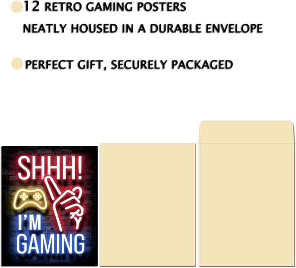 12Pcs Neon Gaming Posters for Teen Boys Room & Gaming Room Decor - 8x10 Inch Vibrant Gamer Wall Art Prints | No Frame Included | Cool Gifts for Gamers - Image 3